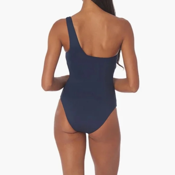 WeWoreWhat One Shoulder One Piece Swimsuit Navy Blue - Picture 2 of 8